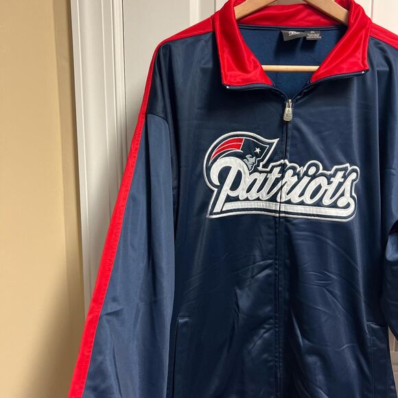 NFL Team NEW ENGLAND PATRIOTS Zippered Embroidered Warm-Up Jacket BLUE Sz 3XL - Picture 3 of 6